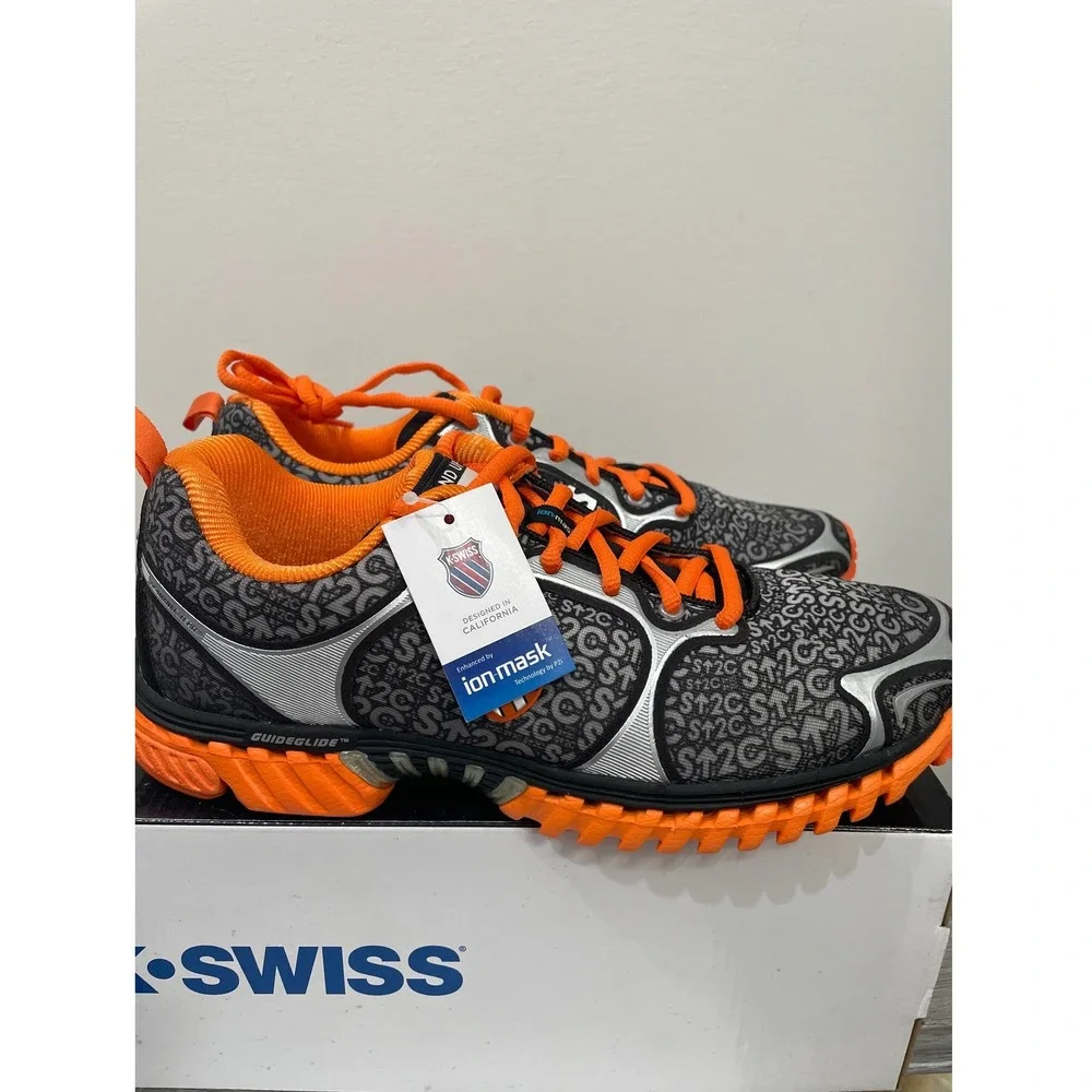 K-Swiss Kwicky Blade-Light SU2C Mens Running‎ Shoes 8 Orange Grey 02941044